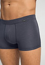 Close-up view of a men model wearing HA stormy gray modal/viscose/tencel Pants