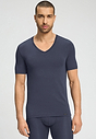 Front view of a men model wearing HA stormy gray modal/viscose/tencel S/SLV Shirt V-Neck