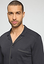 Close-up view of a men model wearing HA charcoal art cotton L/SLV Pajama