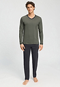 Front view of a men model wearing HA charcoal art cotton L/SLV Pajama