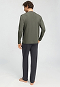 Back view of a men model wearing HA charcoal art cotton L/SLV Pajama