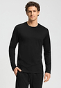 Front view of a men model wearing HA black cotton L/SLV Shirt