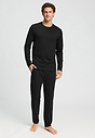 Full-body view of a men model wearing HA black cotton L/SLV Shirt