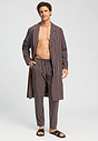 Full-body view of a men model wearing HA libra stripes cotton Long Pants