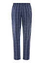 Back cutout view of HA checked blue cotton Long Pants