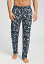 Front view of a men model wearing HA night garden cotton Long Pants