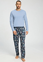 Full-body view of a men model wearing HA night garden cotton Long Pants