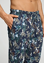 Close-up view of a men model wearing HA night garden cotton Long Pants