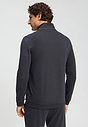 Back view of a men model wearing HA smokey charcoal cotton Cardigan