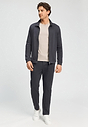 Full-body view of a men model wearing HA smokey charcoal cotton Cardigan