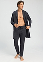 Full-body view of a men model wearing HA smokey charcoal cotton Robe