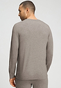 Back view of a men model wearing HA toffee melange modal/viscose/tencel L/SLV Shirt