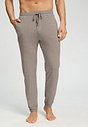 Front view of a men model wearing HA toffee melange modal/viscose/tencel Long Pants