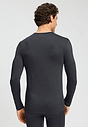Back view of a men model wearing HA charcoal art modal/viscose/tencel L/SLV Shirt