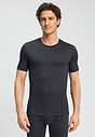 Front view of a men model wearing HA charcoal art modal/viscose/tencel S/SLV Shirt