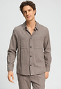 Front view of a men model wearing HA earthy woven cotton Shirt 1/1 Arm