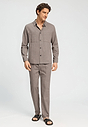 Full-body view of a men model wearing HA earthy woven cotton Shirt 1/1 Arm