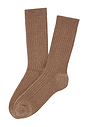 General view of a women model wearing HA canyon brown wool Socks