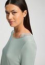 Close-up view of a women model wearing HA mystic breeze modal/viscose/tencel L/SLV Nightdress 100cm
