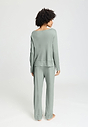 Back view of a women model wearing HA mystic breeze modal/viscose/tencel L/SLV Pajama