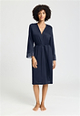 Front view of a women model wearing HA deep navy modal/viscose/tencel Robe 110cm