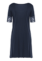 Back cutout view of HA deep navy modal/viscose/tencel S/SLV Nightdress 95cm