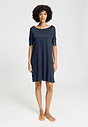 Front view of a women model wearing HA deep navy modal/viscose/tencel S/SLV Nightdress 95cm