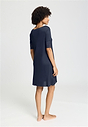 Back view of a women model wearing HA deep navy modal/viscose/tencel S/SLV Nightdress 95cm