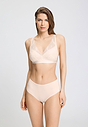 Front view of a women model wearing HA creamy glass modal/viscose/tencel Light Padded Soft Cup Bra
