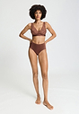 Full-body view of a women model wearing HA cinnamon modal/viscose/tencel Light Padded Soft Cup Bra