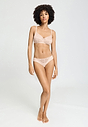 Full-body view of a women model wearing HA creamy glass modal/viscose/tencel Mini Briefs