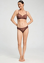 Full-body view of a women model wearing HA cinnamon modal/viscose/tencel Mini Briefs