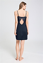 Back view of a women model wearing HA deep navy modal/viscose/tencel Negligee 90cm