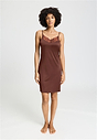 Front view of a women model wearing HA cinnamon modal/viscose/tencel Negligee 90cm