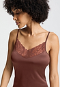 Close-up view of a women model wearing HA cinnamon modal/viscose/tencel Negligee 90cm