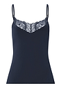 Front cutout view of HA deep navy modal/viscose/tencel Spaghetti Top