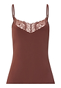 Front cutout view of HA cinnamon modal/viscose/tencel Spaghetti Top
