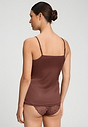 Back view of a women model wearing HA cinnamon modal/viscose/tencel Spaghetti Top