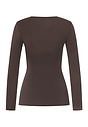 Back cutout view of HA dark mocha cotton L/SLV Shirt