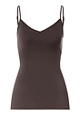 Front cutout view of HA dark mocha cotton Padded Spaghetti Top