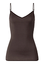 Front cutout view of HA dark mocha cotton Spaghetti Top