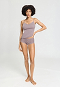Full-body view of a women model wearing HA stormy rose cotton Spaghetti Top