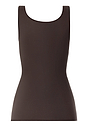 Back cutout view of HA dark mocha cotton Tank Top