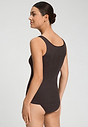 Back view of a women model wearing HA dark mocha cotton Tank Top