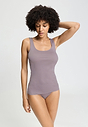 Front view of a women model wearing HA stormy rose cotton Tank Top