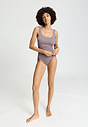 Full-body view of a women model wearing HA stormy rose cotton Tank Top