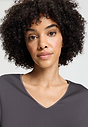 Close-up view of a women model wearing HA boulevard cotton L/SLV Pajama