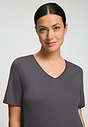 Close-up view of a women model wearing HA boulevard cotton S/SLV Nightdress 90cm