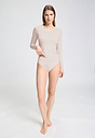 Full-body view of a women model wearing HA moonlight modal/viscose/tencel L/SLV Shirt