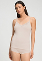 Front view of a women model wearing HA moonlight modal/viscose/tencel Spaghetti Top